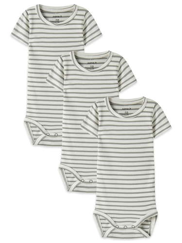 Bequemer Kurzarmbody Druckkn�pfen 3er-Set Gestreift 