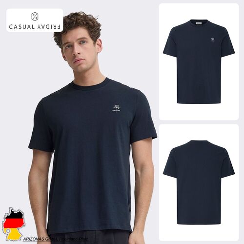 Kurzarm T-Shirt Stickerei Rundhalsausschnitt Regular Fit