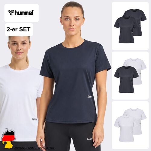 Einfarbiges Trainingsshirt 2er-Set Rundhals Kurzarm