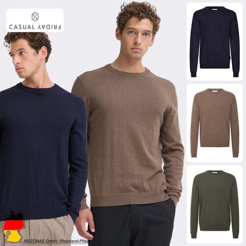Unifarbener Strickpullover Rundhalsausschnitt Langarm