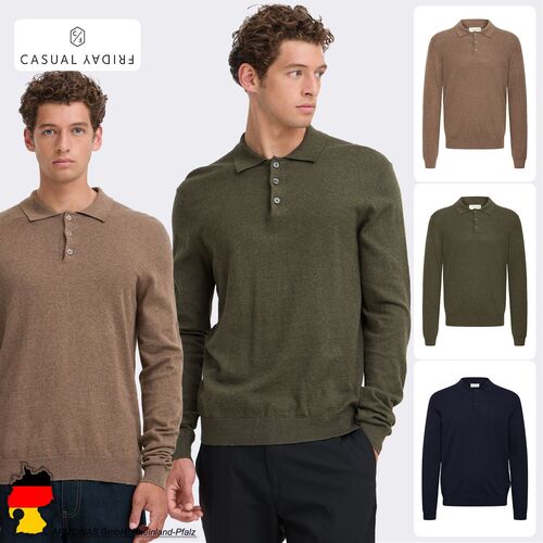 Eleganter Strickpullover Knopfleiste Regular Fit Unifarben