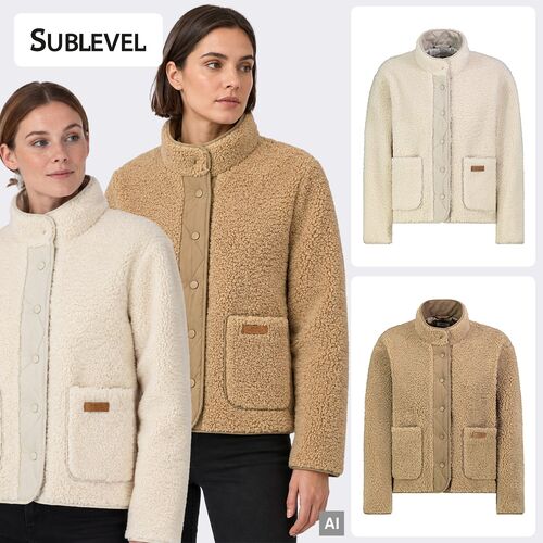 Teddyjacke Stehkragen Knopfleiste Modisches Design