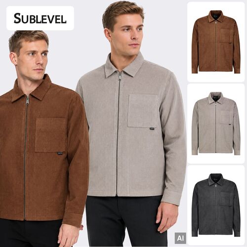 �bergangsjacke Rei�verschluss Cordstruktur Brusttasche