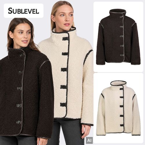 Teddyjacke Knopfverschluss Unifarben Modisches Design