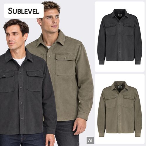 �bergangsjacke Hemdkragen Veloursoptik Druckknopfleiste