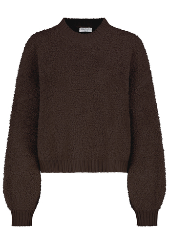 Strukturierter Strickpullover Rundhals Ballon�rmel 