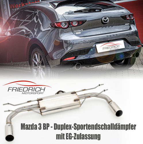 Friedrich Motorsport Duplex-Sportendschalld�mpfer f�r Mazda 3 (Typ BP) 5-T�rer, Frontantrieb, SKYACTIV, ab Bj. 03/2019