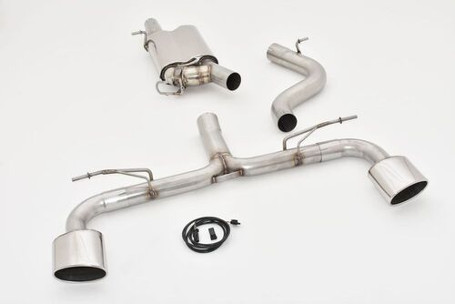 Friedrich Motorsport 76mm Duplex-Anlage mit originaler Klappensteuerung f�r Audi S3 8V Sportback Quattro 2.0l TSI 221kW mit Ottopartikelfilter ab Bj. 11/2018 der originale Stellmotor f�r die Klappensteuerung kann weiter verwendet werden