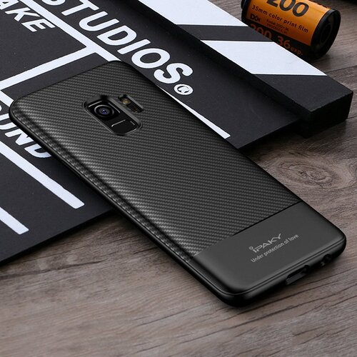 IPAKY TPU Case f�r SAMSUNG GALAXY S9 Carbon Fiber Muster Texture H�lle Cover