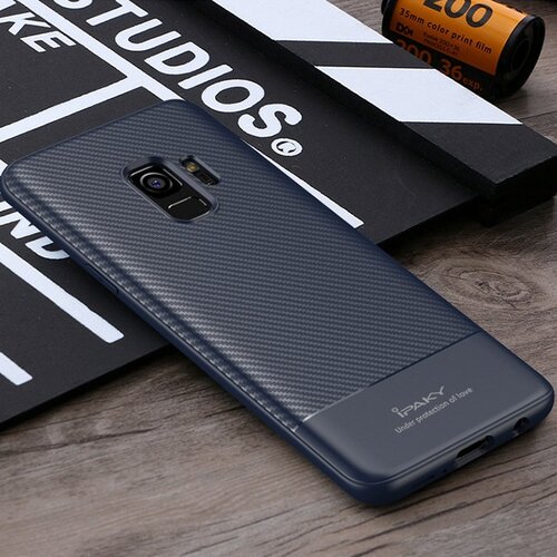 IPAKY TPU Case f�r SAMSUNG GALAXY S9 Carbon Fiber Muster Texture H�lle Cover 