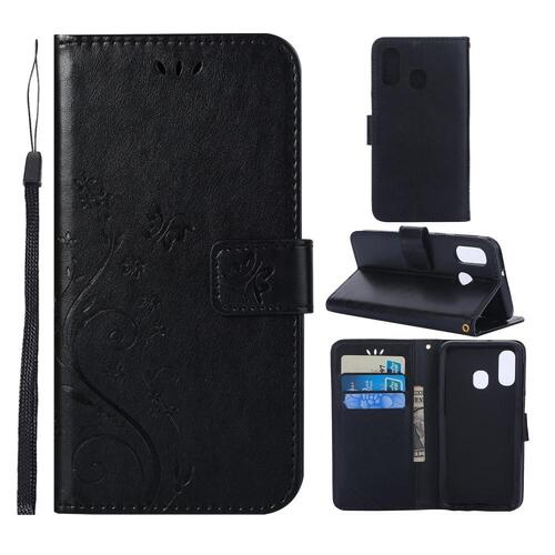 Wallet Case f�r Samsung Galaxy A40 Butterfly Flower Motiv Handy Tasche