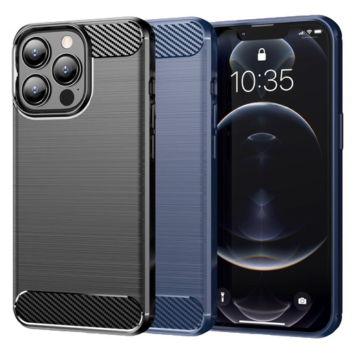 TPU Case f�r Apple iPhone 13 PRO MAX Carbon Fiber Skin Brushed Soft Schutz H�lle