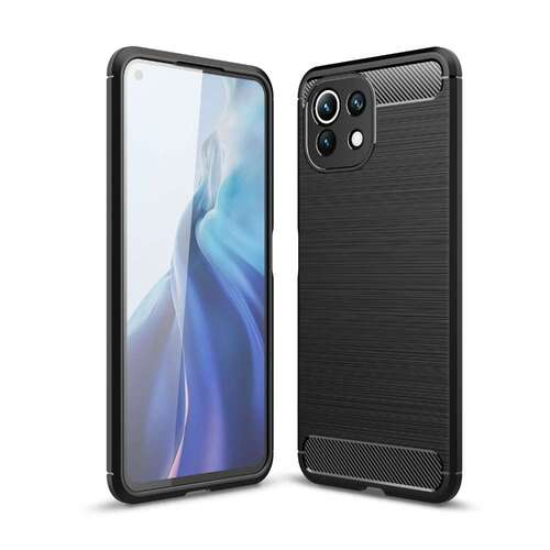TPU Case f�r XIAOMI MI 11 LITE Carbon Fiber Skin Brushed Schutz H�lle Soft Cover 