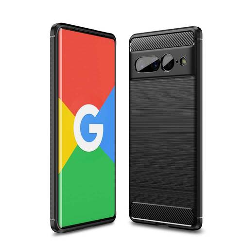 TPU H�lle f�r Google Pixel 7 PRO Carbon Fiber Skin Brushed Schutzcover Case 