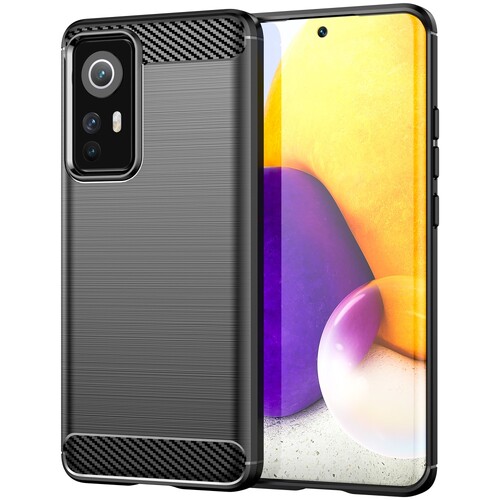 TPU H�lle f�r Xiaomi 12 12X Carbon Fiber Skin Brushed Schutz Backcover Soft Case 