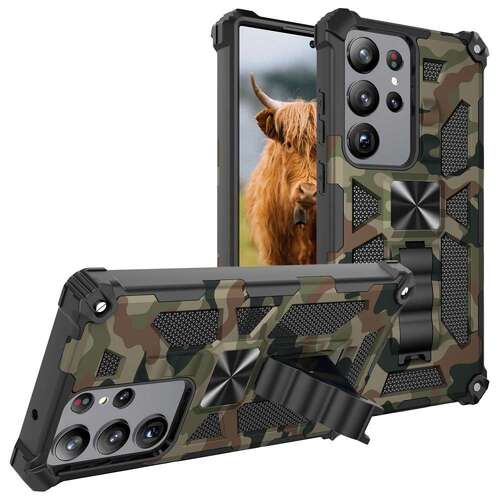Outdoor H�lle f�r Samsung Galaxy S23 ULTRA Camouflage Shockproof PC Schutzcover 