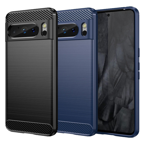 TPU Hlle fr Google Pixel 8 PRO Carbon Fiber Skin Brushed Schutzcover Soft Case