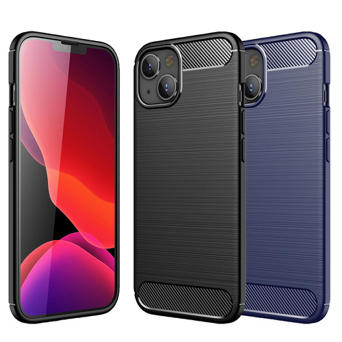 TPU H�lle f�r Apple iPhone 14 Carbon Fiber Skin Brushed Schutzcover Soft Case