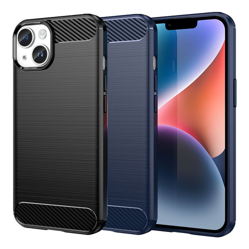 TPU H�lle f�r Apple iPhone 15 PLUS Carbon Fiber Skin Brushed Schutzcover Case