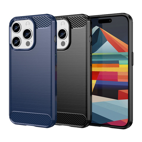 TPU H�lle f�r Apple iPhone 15 PRO Carbon Fiber Skin Brushed Schutzcover Case