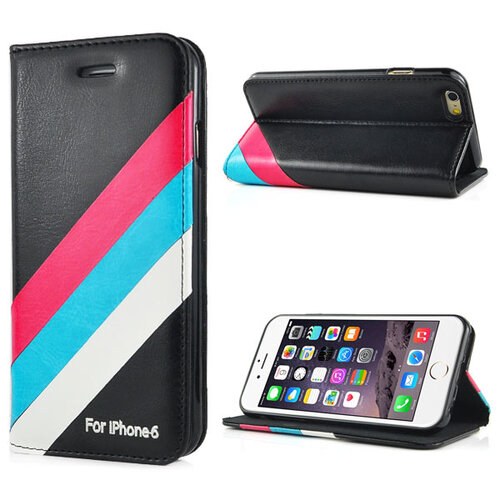 Wallet Case f�r Apple iPhone 6 6S Handy Tasche Drei Streifen Stripes