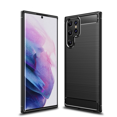 TPU H�lle f�r Samsung Galaxy S22 ULTRA Carbon Fiber Skin Brushed Schutzcover 