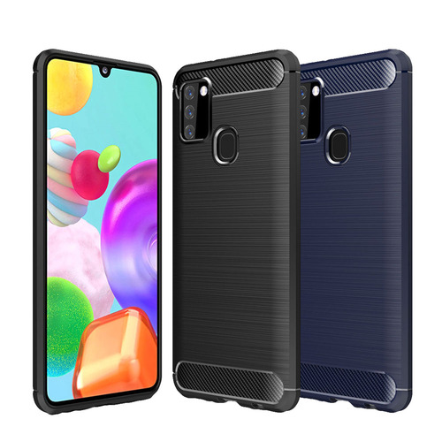 TPU H�lle f�r Samsung Galaxy A21s Carbon Fiber Skin Brushed Schutzcover Case