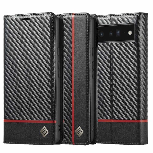 LC.IMEEKE Handy Tasche f�r Google Pixel 7a Carbon Wallet Stripe H�lle Etui Case