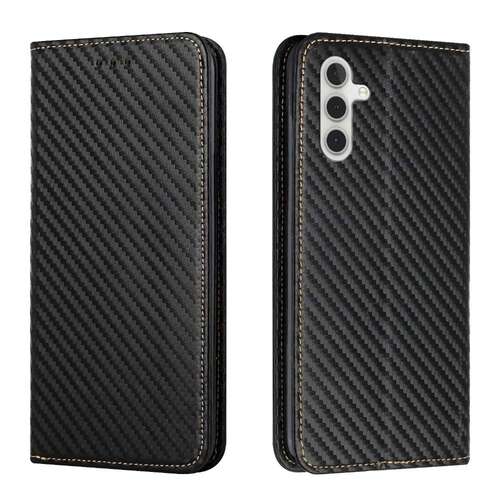 Handy Tasche f�r Samsung Galaxy A15 Carbon Fiber Wallet H�lle Magnet Klapp Etui 