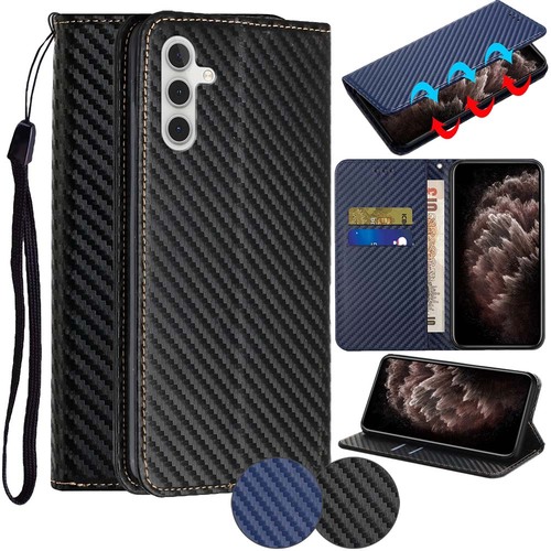 Handy Tasche f�r Samsung Galaxy A05s Carbon Fiber Wallet H�lle Magnet Klapp Etui