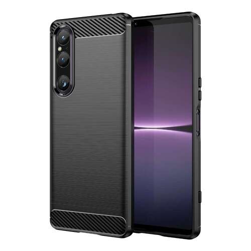 TPU H�lle f�r Sony Xperia 1 V Carbon Fiber Skin Brushed Schutzcover Soft Case 