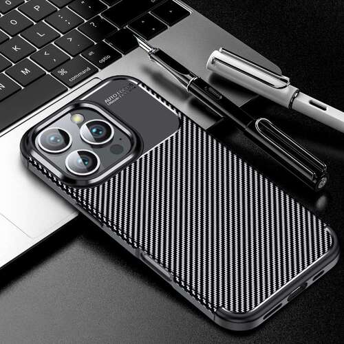 TPU H�lle f�r Apple iPhone 16 PRO Carbon Fiber Muster Shockproof Back Cover Case