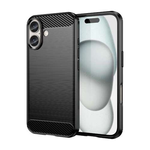 TPU H�lle f�r Apple iPhone 16 PLUS Carbon Fiber Skin Brushed Schutzcover Case 