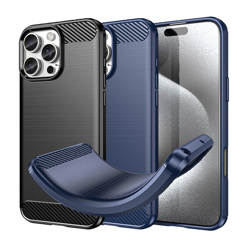 TPU H�lle f�r Apple iPhone 16 PRO MAX Carbon Fiber Skin Brushed Schutzcover Case