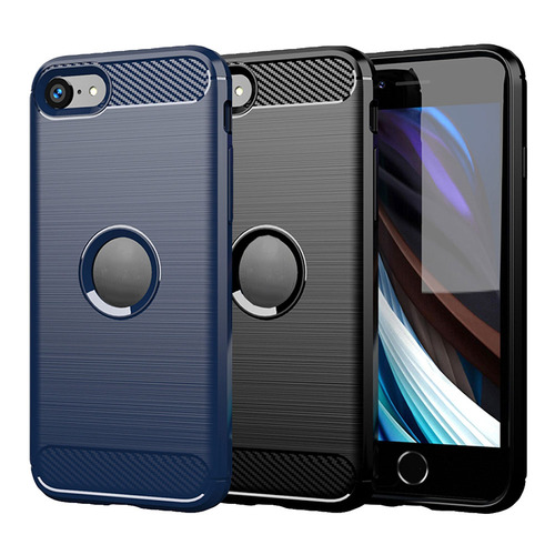 TPU H�lle f�r Apple iPhone SE 2020 2022 Carbon Fiber Skin Brushed Schutzcover