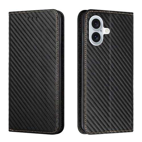 Handy Tasche f�r Apple iPhone 16 PLUS Carbon Fiber Wallet H�lle Magnet Etui Case 