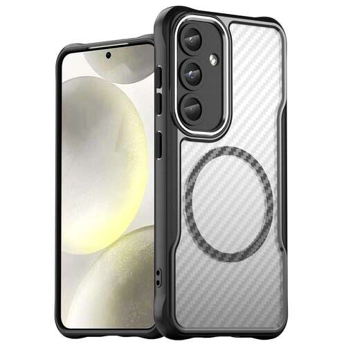 Hybrid H�lle f�r Samsung Galaxy S25 PLUS Carbon MagSafe Shockproof TPU Cover 