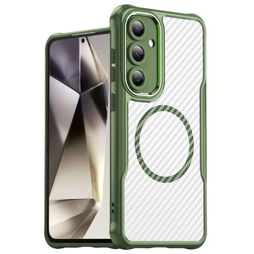 Hybrid H�lle f�r Samsung Galaxy S24 FE Carbon MagSafe Shockproof PC Handy Cover 