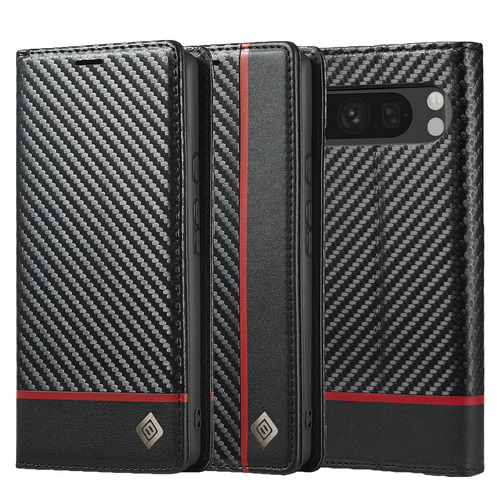 LC.IMEEKE Handy Tasche fr Google Pixel 10 | 10 PRO Carbon Wallet Stripe Hlle