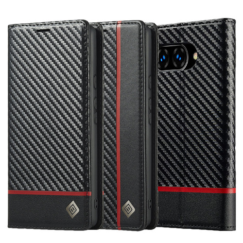 LC.IMEEKE Handy Tasche fr Google Pixel 9a Carbon Wallet Stripe Hlle Etui Case