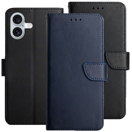 Handy Tasche f�r Apple iPhone 16 Echt Leder Klappetui Schutzh�lle Wallet Magnet