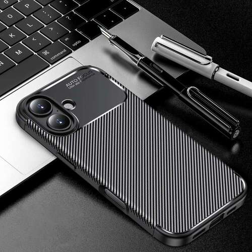 TPU H�lle f�r Apple iPhone 17 Carbon Fiber Muster Shockproof Back Cover Case