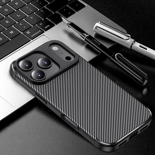 TPU H�lle f�r Apple iPhone 17 PRO Carbon Fiber Muster Shockproof Back Cover Case