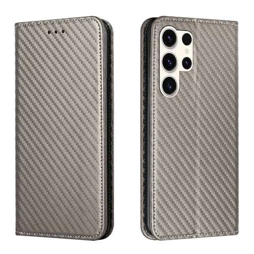 Handy Tasche f�r Samsung Galaxy S25 ULTRA Carbon Fiber Wallet H�lle Magnet Etui 