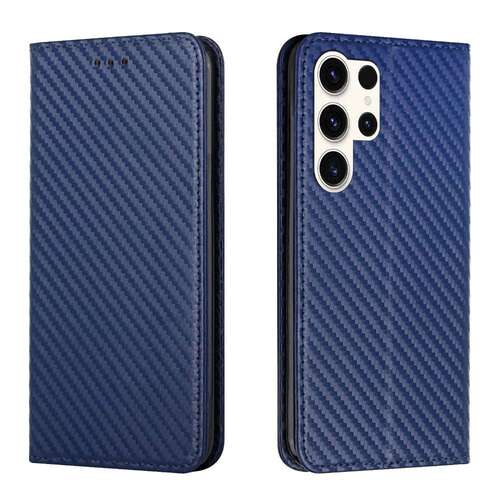 Handy Tasche f�r Samsung Galaxy S25 ULTRA Carbon Fiber Wallet H�lle Magnet Etui 