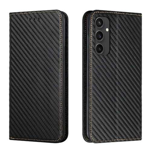 Handy Tasche f�r Samsung Galaxy S24 FE Carbon Fiber Wallet H�lle Magnet Etui