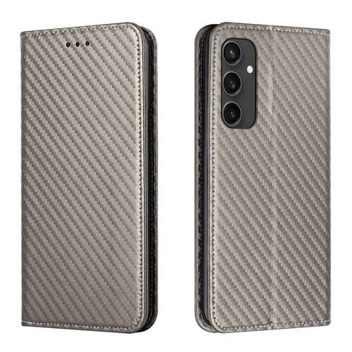 Handy Tasche f�r Samsung Galaxy S24 FE Carbon Fiber Wallet H�lle Magnet Etui
