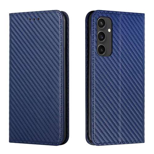 Handy Tasche f�r Samsung Galaxy S24 FE Carbon Fiber Wallet H�lle Magnet Etui