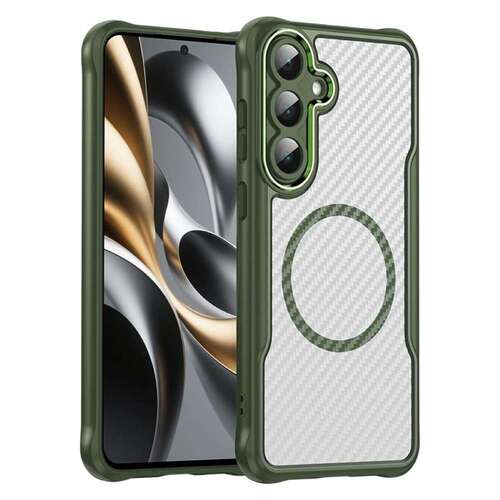 Hybrid H�lle f�r Samsung Galaxy S25 FE Carbon MagSafe Shockproof PC Handy Cover 