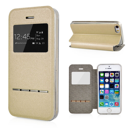 Wallet Case f�r Apple iPhone SE 5 5S Window View Metal Slide Touch 